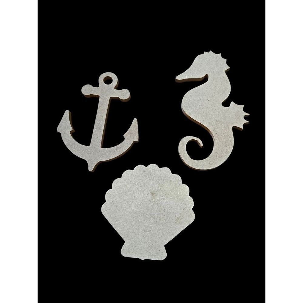 "5/$40" Lot Of 3 Nautical Ocean Themed Wood Cutouts For Crafts